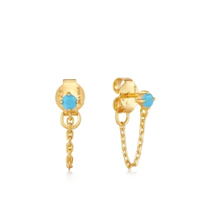 Ania Haie Turquoise Chain Drop Gold Stud Earrings