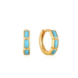 Ania Haie Turquoise Gold Huggie Hoop Earrings