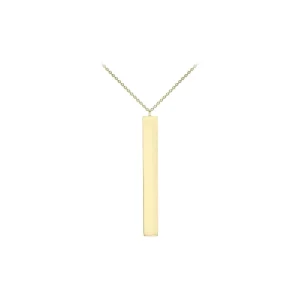 9K Yellow Gold 4.9mm X 39.7mm Vertical Bar Adjustable Necklace 41cm-43cm