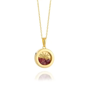 Rachel Jackson Small Deco Sun Amulet Birthstone Necklace Garnet