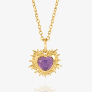 Rachel Jackson Electric Love Birthsone Heart Necklace Gold FEBRUARY