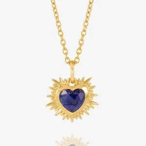 Rachel Jackson Electric Love Birthsone Heart Necklace Gold SEPTEMBER