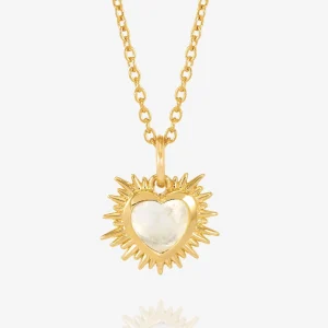 Rachel Jackson Electric Love Birthsone Heart Necklace Gold APRIL