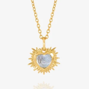 Rachel Jackson Electric Love Birthsone Heart Necklace Gold MARCH