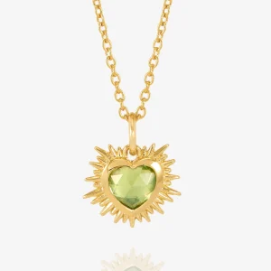 Rachel Jackson Electric Love Birthsone Heart Necklace Gold AUGUST