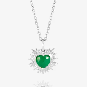 Rachel Jackson Electric Love Birthsone Heart Necklace Silver MAY