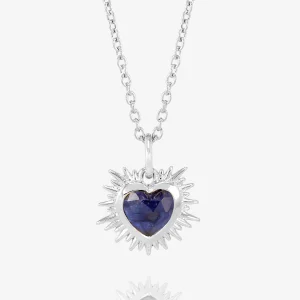 Rachel Jackson Electric Love Birthsone Heart Necklace Silver SEPTEMBER