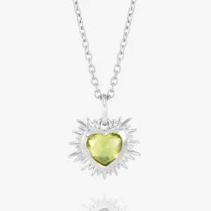 Rachel Jackson Electric Love Birthsone Heart Necklace Silver AUGUST