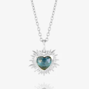 Rachel Jackson Electric Love Birthsone Heart Necklace Silver DECEMBER