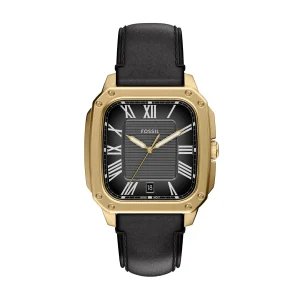 Fossil Crosby Three Hand Black Leather Watch FS6151