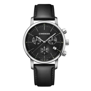 Wenger Urban Classic Chrono Black Dial Black Leather Watch 01.1743.102