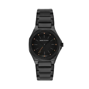 Armani Exchange Three Hand Black Stainless Steel Watch AX4621