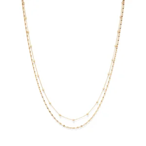 45cm Layered Ball Station Necklace in 9kt Bonded Yellow Gold