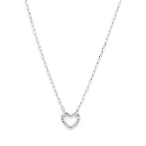 45cm Heart Clasp Paperclip Necklace in Sterling Silver
