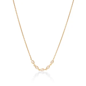45cm Cubic Zirconia Marquise Necklace in 18kt Gold Plated Sterling Silver