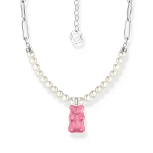 THOMAS SABO Link necklace with pink Goldbears & freshwater pearls