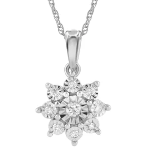 45cm Diamond Star Pendant Necklace with 0.10tw of Diamonds in 9kt White Gold