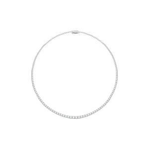 43cm Graduated Tennis Necklace with 8.00tw of Laboratory-Grown Diamonds in Sterling Silver and Platinum