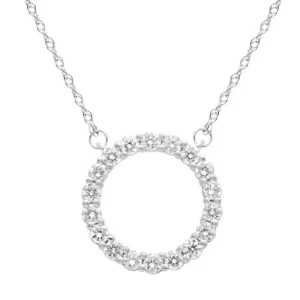45cm Circle Pendant Necklace with 0.50tw of Laboratory-Grown Diamonds in Sterling Silver and Platinum