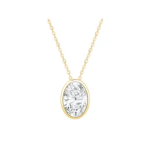 45cm Oval Cut Solitaire Necklace with 1.00ct of Laboratory-Grown Diamonds in 9kt Yellow Gold