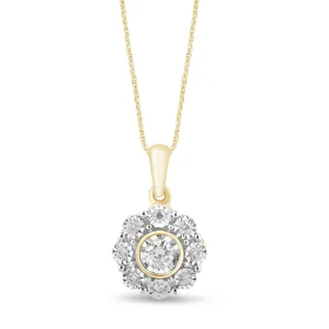 45cm Miracle Flower Necklace with 0.10tw of Diamonds in 9kt Yellow Gold