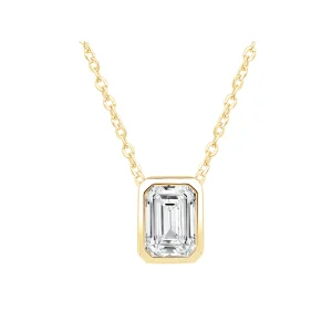 45cm Emerald Cut Solitaire Necklace with 1.00ct of Laboratory-Grown Diamonds in 9kt Yellow Gold