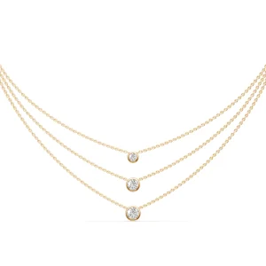 45cm 3 Layer Bezel Necklace with 1.00tw of Laboratory-Grown Diamonds in 9kt Yellow Gold