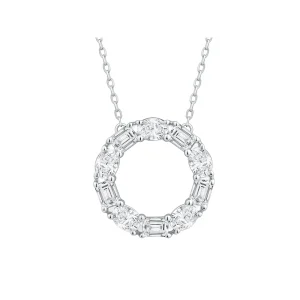 45cm Emerald Cut Circle Necklace with 2.00tw of Laboratory-Grown Diamonds in 9kt White Gold