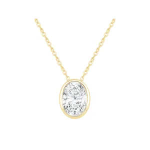 45cm Oval Cut Solitaire Necklace with 0.50ct of Laboratory-Grown Diamonds in 9kt Yellow Gold