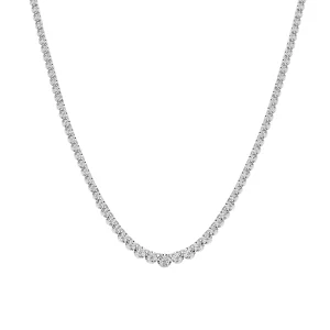 Mirage Brilliant Tennis Necklace with 3.00tw of Laboratory-Grown Diamonds in Sterling Silver and Platinum