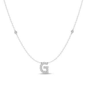 Brilliant Claw Initial G Slider Necklace with 0.40tw of Laboratory-Grown Diamonds in Mirage Sterling Silver and Platinum