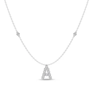 Brilliant Claw Initial A Slider Necklace with 0.40tw of Laboratory-Grown Diamonds in Mirage Sterling Silver and Platinum