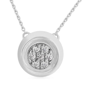 Bezel Set Slider Necklace with 0.10tw of Diamonds in Sterling Silver