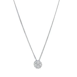 Pave Round Dome Necklace with Cubic Zirconia in Sterling Silver