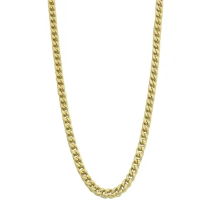 9kt Yellow Gold Silver Infused 4 Sided Curb Necklace 65cm