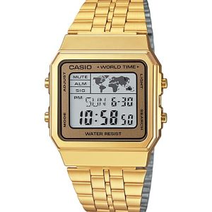 Casio Digital Gold Stainless Steel World Time Watch A500WGA-9DF