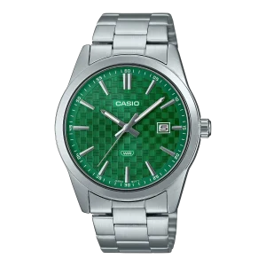 Casio Standard Silver Stainless Steel Green Dial Watch MTPVD03D-3A1