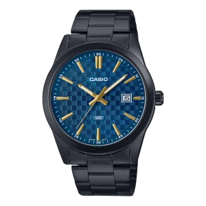 Casio Standard Black Stainless Steel Blue Dial Watch MTPVD03B-2A