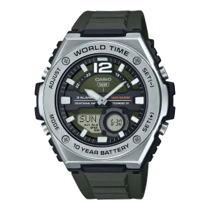 Casio Standard Black Resin Band Green Dial Watch MWQ100-3A