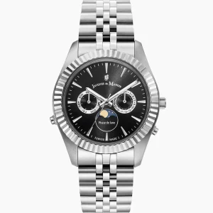 JDM Inspiration Moonphase Day-Date Silver Black 5 ATM Watch JWG01602