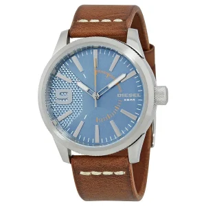 Diesel Rasp Blue Dial Brown Leather Mens Watch