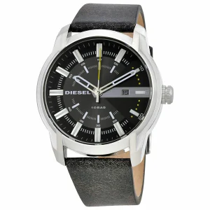 Diesel Armbar Grey Dial Leather Mens Watch