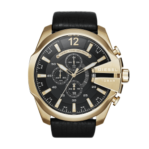 Diesel Mega Chief Chronograph Black Leather Watch
