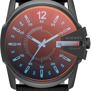 Diesel Master Chief Three-Hand Black Leather Mens Watch DZ1657