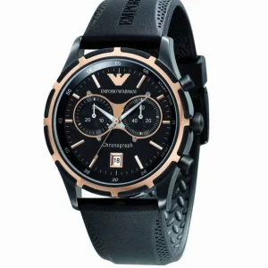 Emporio Armani Black Dial Quartz Men's Watch with Rubber Strap AR0584