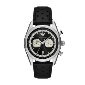 Emporio Armani Black Leather Chronograph Wristwatch AR11635