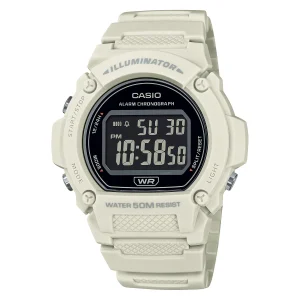 Casio Digital Black Dial White Resin Band Watch W219HC-8B