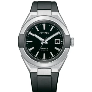Citizen Series 8 Automatic Black Dial Rubber Strap Watch NA1004-10E