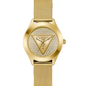 Guess Glitz Plaque Champagne Dial Gold Stainless Steel Watch GW0835L2