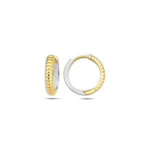 9K Yellow Gold & White Gold Grove Huggie Earrings 14mm